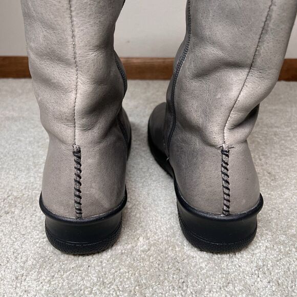 Keen Bern Baby Tall Riding Boots Women’s 7 Gray Leather Zipper Wedge Heels - Picture 5 of 16